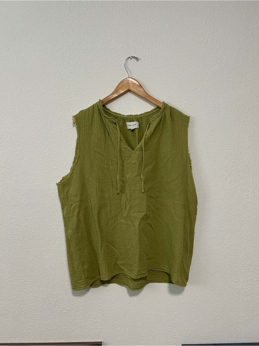 Dear John Olive Green Sleeveless Gauze Top size XL